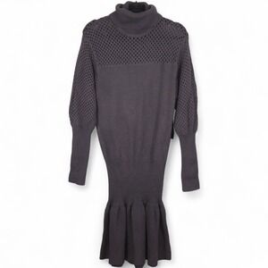 Marc by Marc Jacobs Wool Chunky Knit Turtleneck Sweater Dress Size S Charcoal
